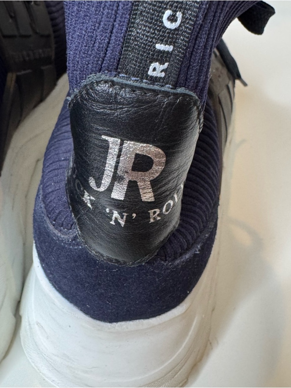 John Richmond Sock Sneakers Navy High Top Knit Shoes Made in Italy size 12 - Picture 6 of 11